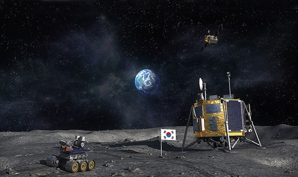 한국형 발사체 '누리호'가 지난 6월 21일 발사에 성공한 가운데 정부는 이를 발판으로 달에 진출할 계획이다. 사진은 대한민국 달 탐사 상상도. /사진제공=항공우주연구원 