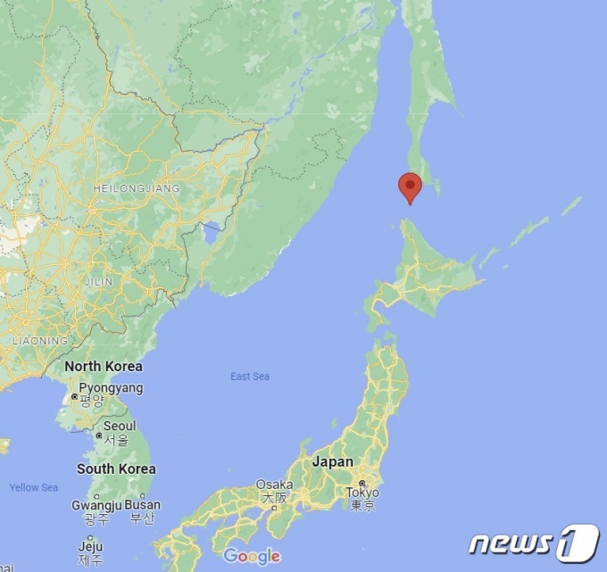 유럽지중해지진센터(EMSC)가 측정한 2일(현지시간) 오전 일본 홋카이도 인근에서 규모 5.8 지진 발생 위치 (구글 지도 화면 갈무리) 2022.07.02 © 뉴스1