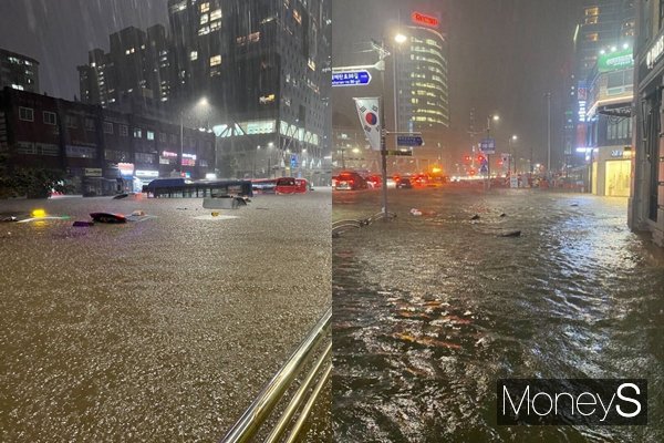 지난 8일 기록적인 폭우가 쏟아지면서 서울 서초구 강남 일대가 물에 잠겼다. 사진은 이날 강남역 일대의 모습. /사진=독자 제공