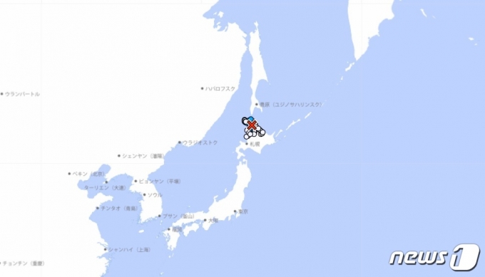 11일 일본 홋카이도 인근서 지진이 발생했다.(일본 기상청 갈무리)ⓒ 뉴스1