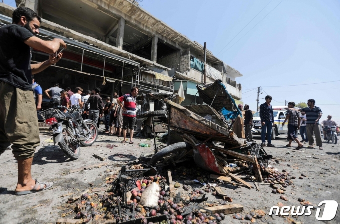 튀르키예-시리아 국경에서 발생한 폭력사태로 민간인 13명 가량이 사망했다. ⓒ AFP=뉴스1 ⓒ News1 이서영 기자