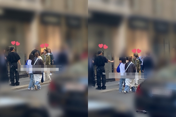 가수 아이유와 배우 유아인이 파리에서 우연히 마주친 모습이 공개됐다. /사진=온라인 커뮤니티