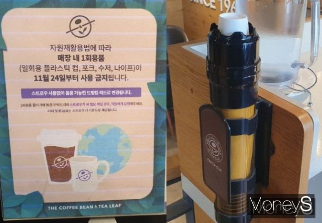 24일 대형 프랜차이즈 카페는 매장 내 일회용품 사용 금지가 잘 지켜지는 모습이었다. /사진=송혜남 기자