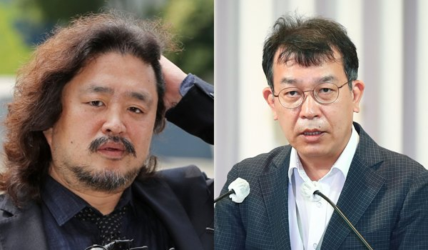 대통령실이 6일 방송인 김어준씨와 김종대 전 의원을 서울경찰청에 허위사실 유포 혐의 등으로 형사고발했다. 사진은 김씨(왼쪽)와 김 전 의원. /사진=뉴스1