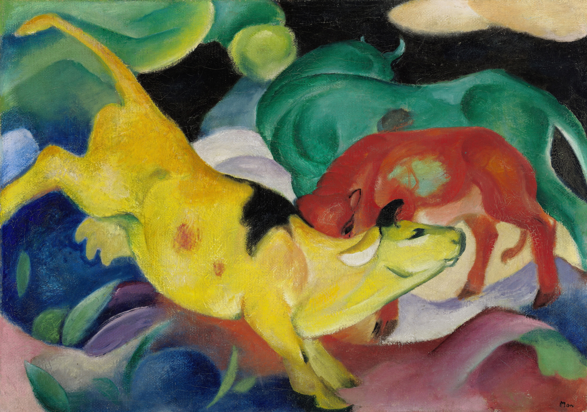 프란츠 마르크, <소, 빨강, 초록, 노랑>, 1911, Lenbachhaus Munich