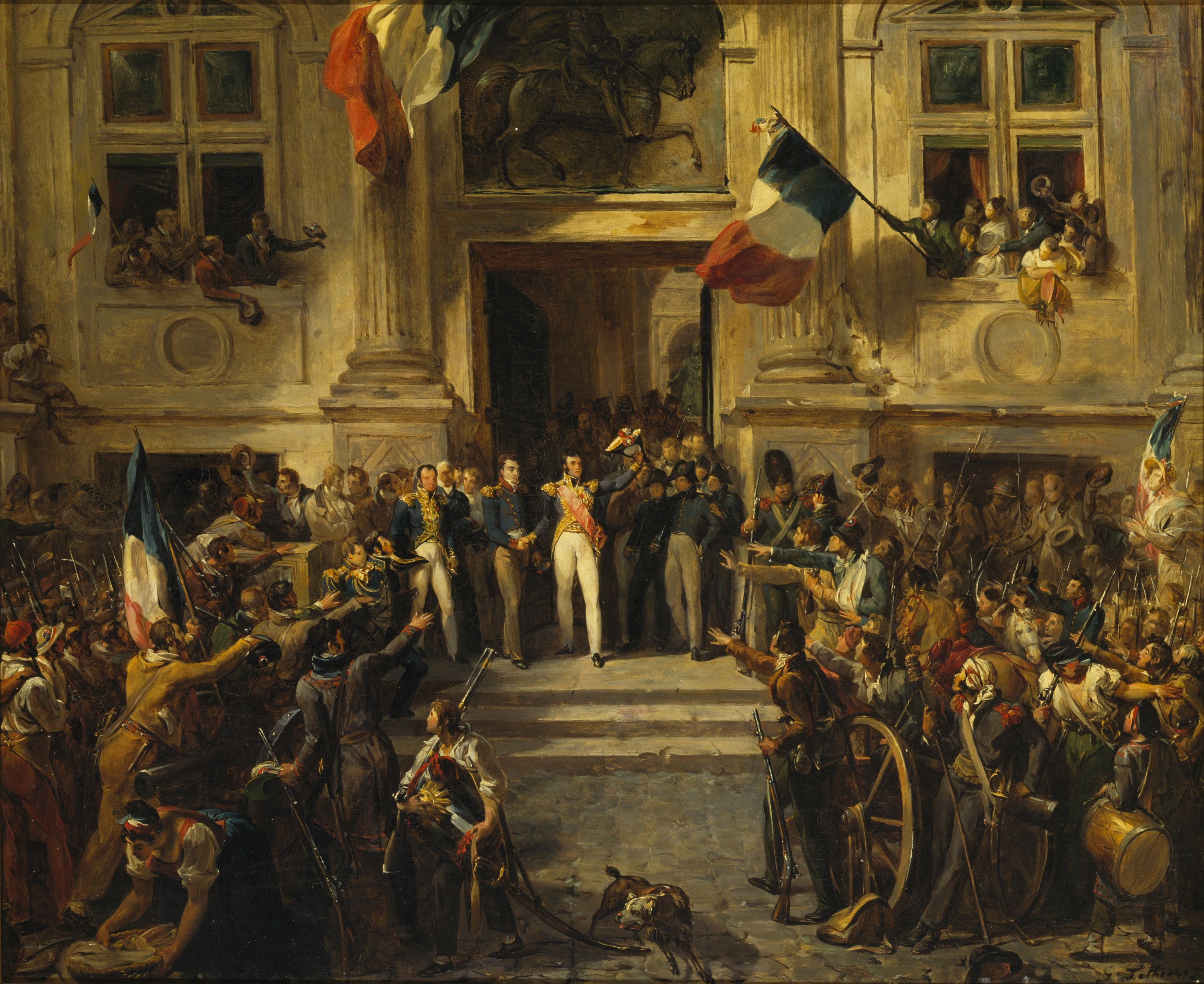 Guillaume Lethière, <Lafayette Introducing Louis-Philippe to the People of Paris>, 1830-1831. (Tokyo Fuji Art Museum/Bridgeman Images)