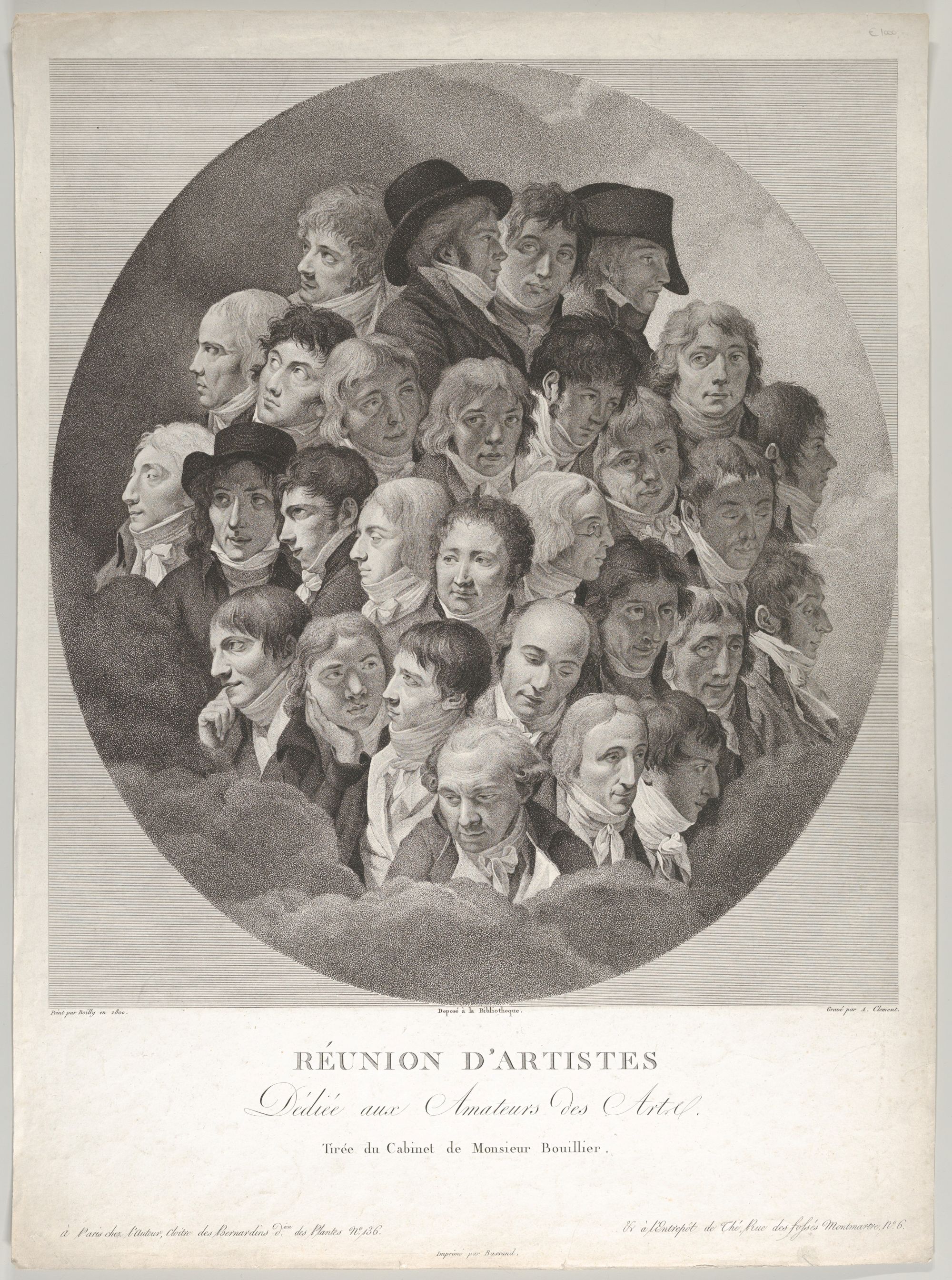 Alexandre Clément, after Louis-Léopold Boilly, <Reunion of Artists>, 1804. Guillaume Lethière is shown at center. (Clark Art Institute)