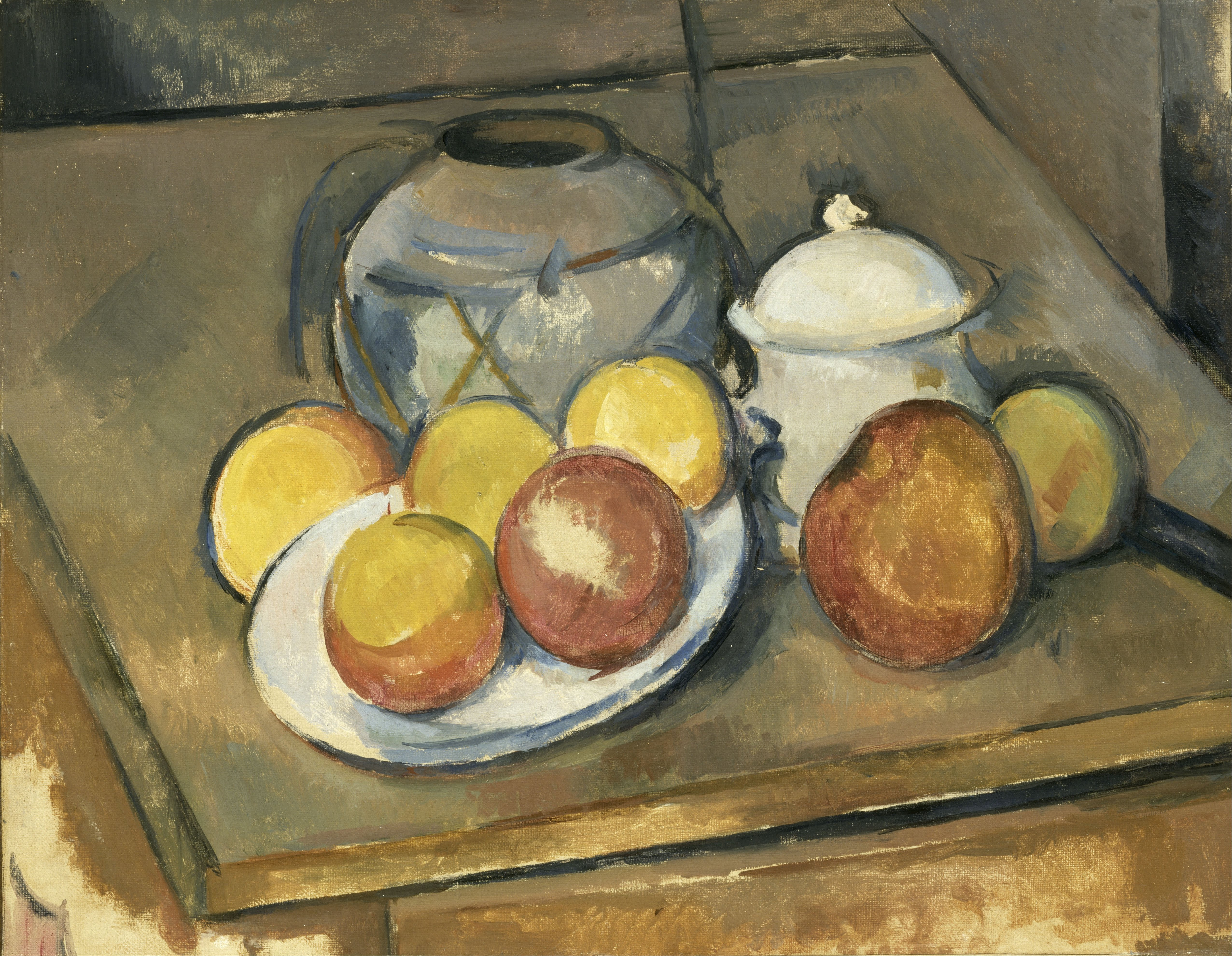 Paul Cézanne, <화병, 설탕단지, 사과(Straw-Trimmed Vase, Sugar Bowl and Apples)> (1890-1894) © Rmn Grand Palais 