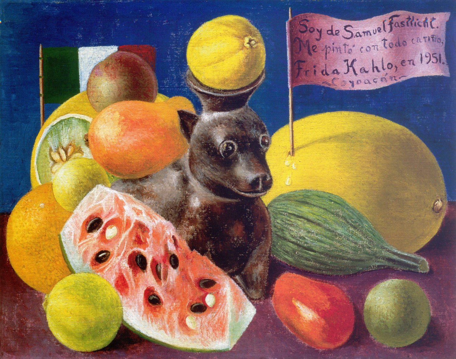 Frida Kahlo, <Still Life (I Belong to Samuel Fastlicht)>, 1951. (Galería Arvil/Banco de México Diego Rivera Frida Kahlo Museums Trust/Artists Rights Society)