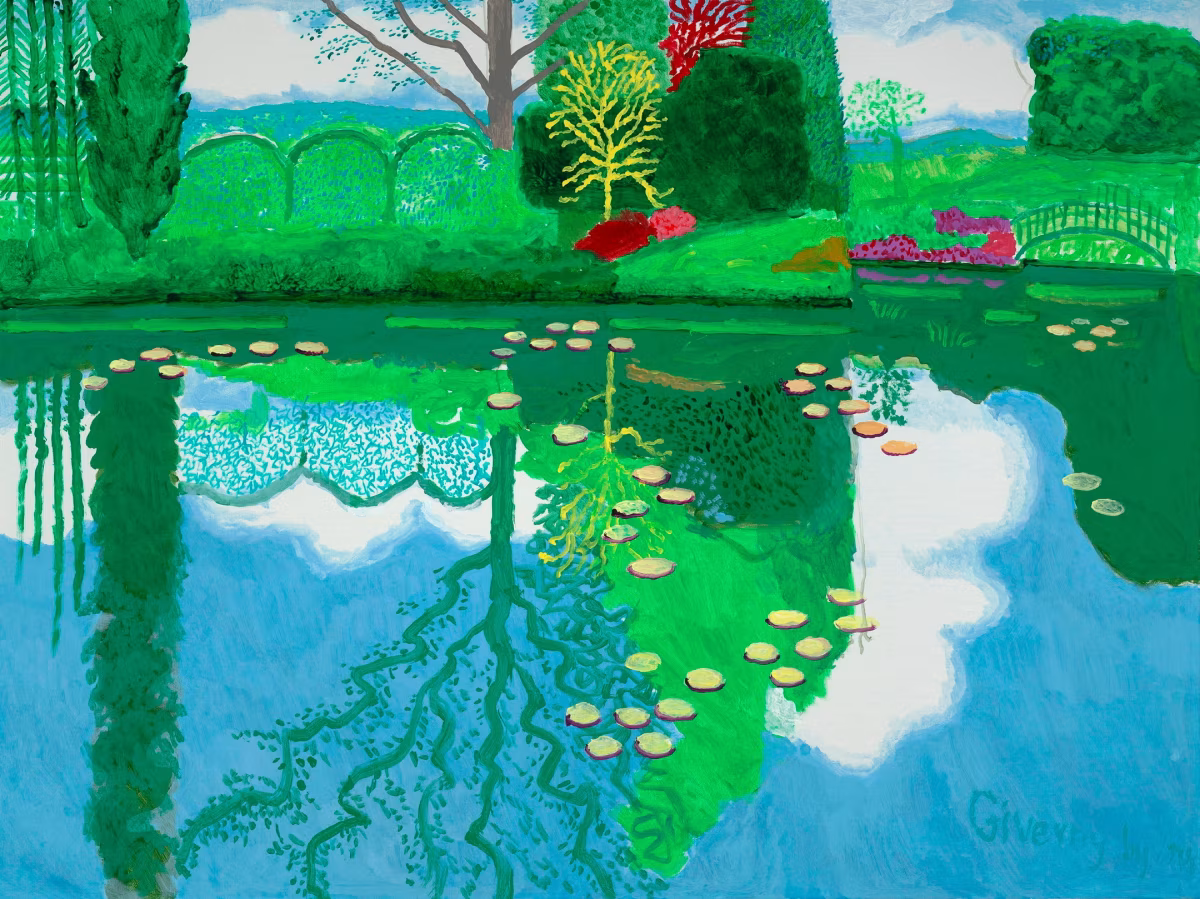 데이비드 호크니, <데이비드 호크니의 지베르니>, 2023, Acrylic on canvas, 91.4 × 121.9 cm © David Hockney/Collection of the artist/Photo credit: Jonathan Wilkinson