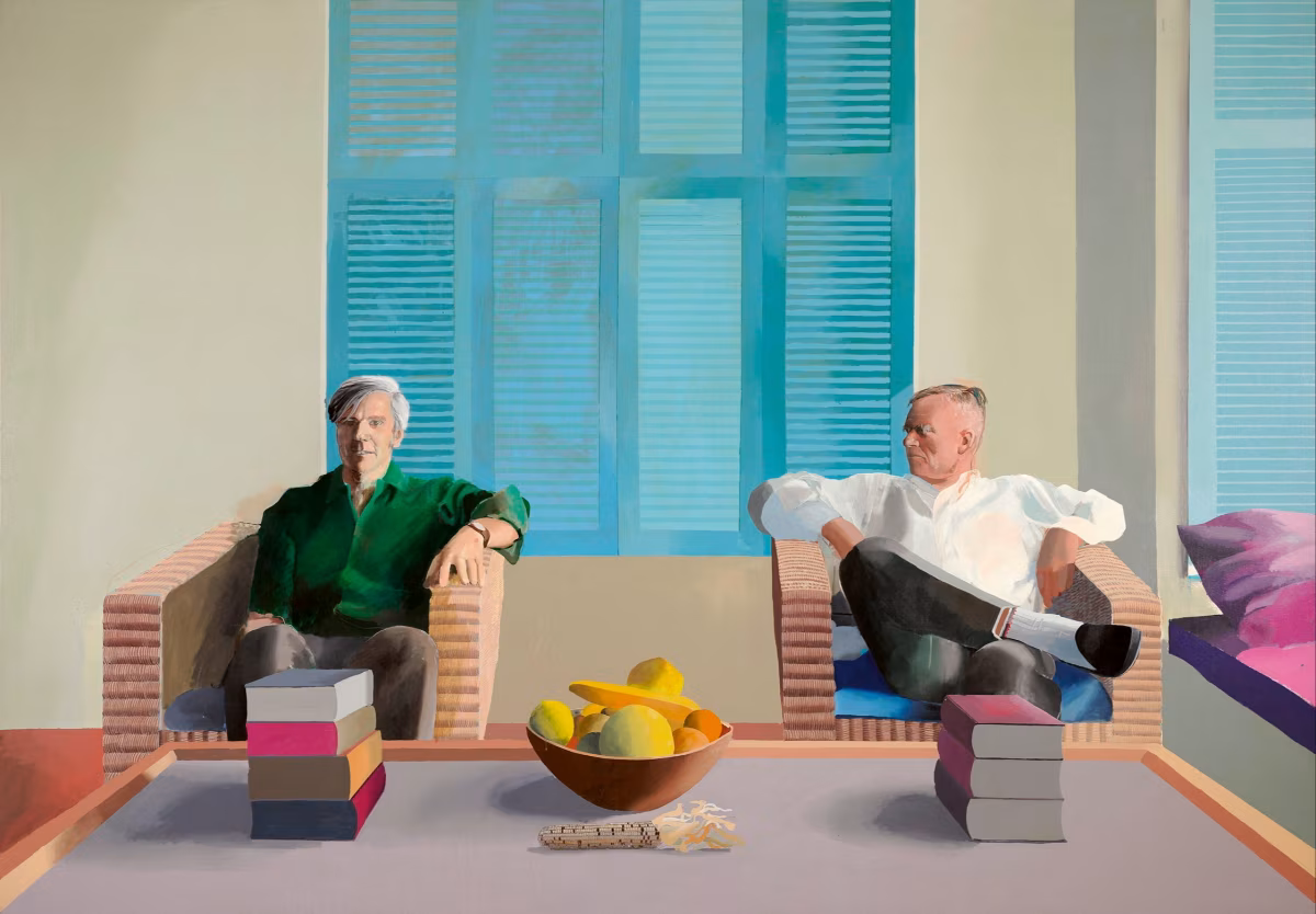 데이비드 호크니, <크리스토퍼 이셔우드와 돈 바차디>, 1968, Acrylic on canvas, 212.09 x 303.53 cm © David Hockney/Private collection/Photo credit: Fabrice Gibert