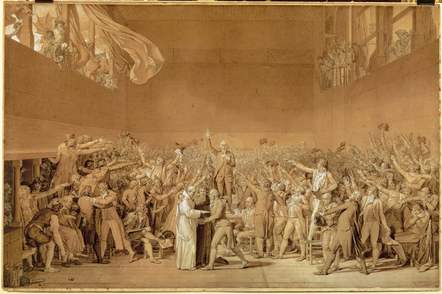 자크-루이 다비드, 〈테니스 코트의 서약〉, 1791년. (Grand Palais RMN (Château de Versailles)/Musée du Louvre)