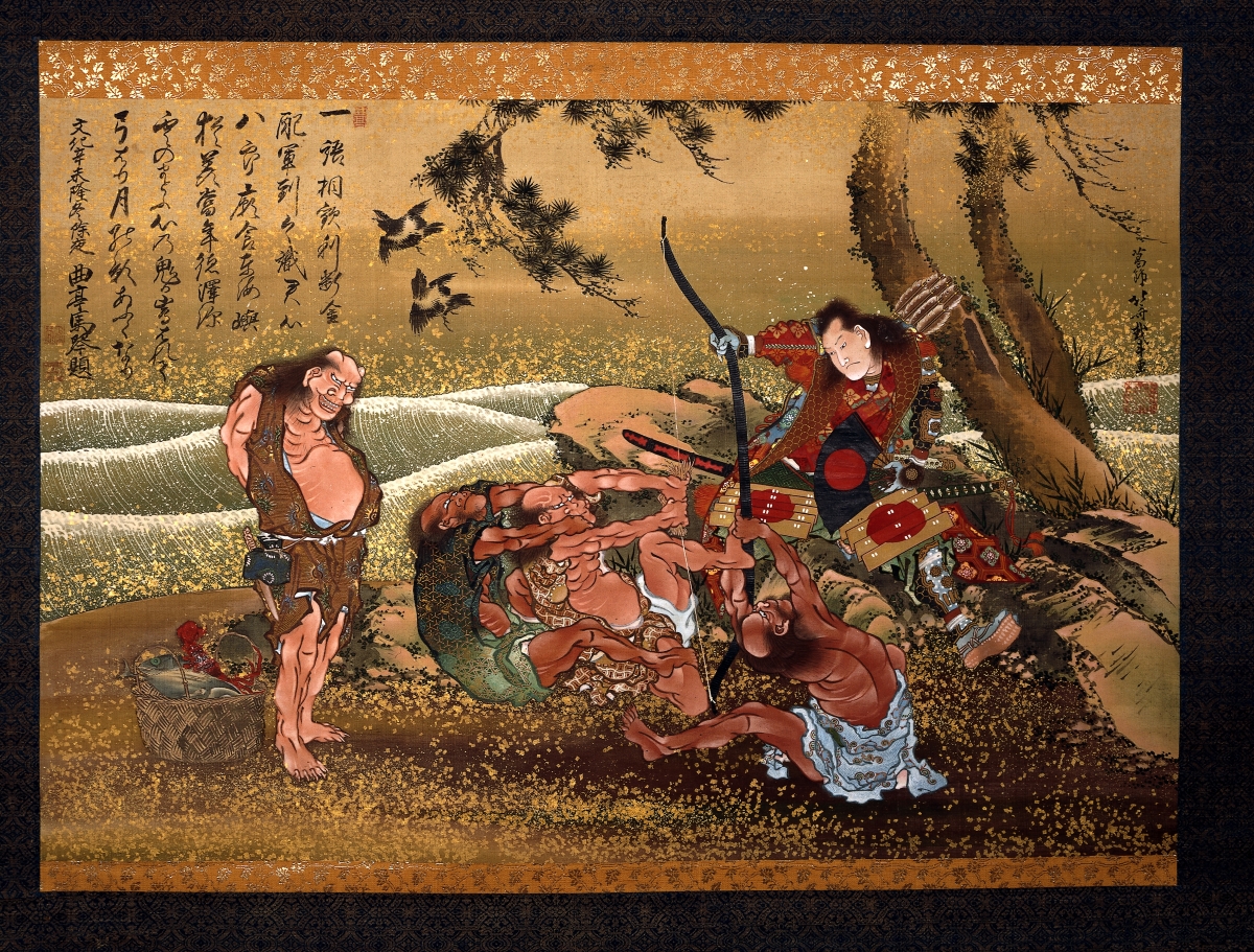 가쓰시카 호쿠사이의 족자 그림 〈귀신의 섬에 있는 미나모토노 다메토모〉, 1811년 © Trustees of the British Museum