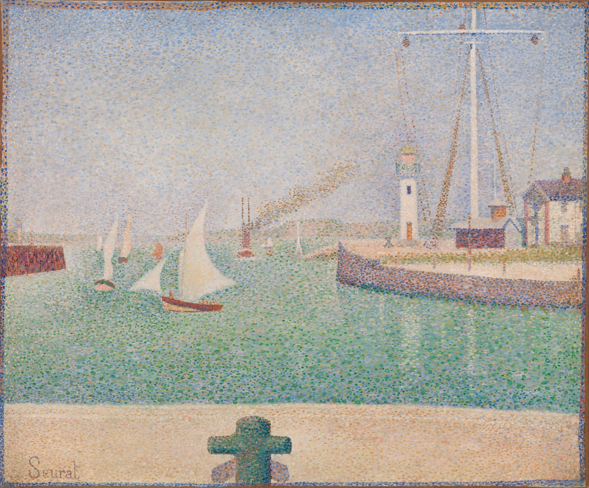 조르주 쇠라, 〈옹플뢰르 항구 입구(Entrance to the Port of Honfleur)〉, 1886, oil on canvas, Barnes Foundation, Philadelphia. Photo © 2025 Barnes Foundation. All rights reserved.