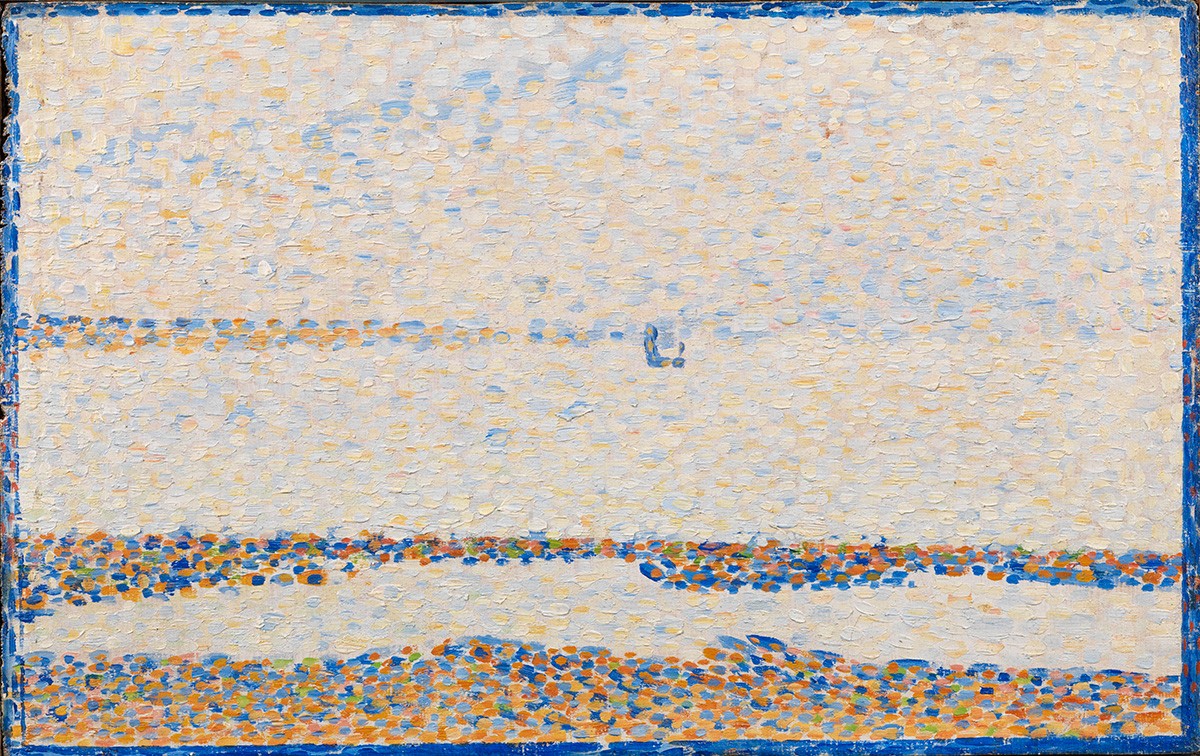 조루주 쇠라,〈그라블린의 해변(The Beach at Gravelines)〉, 1890, oil on panel, 16 x 24.5cm. Courtauld Gallery, London (Samuel Courtauld Trust) © Courtauld