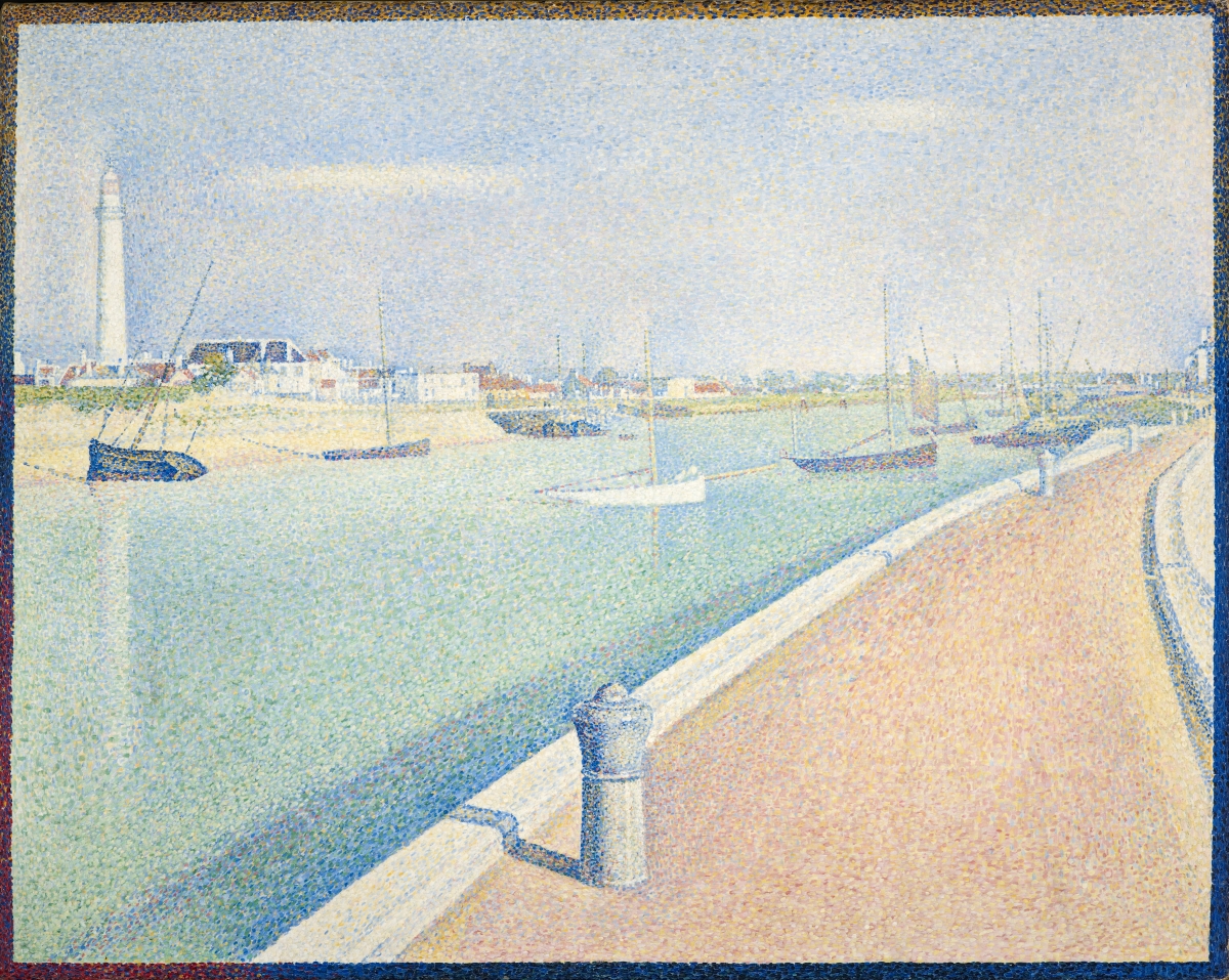 조르주 쇠라, ‘그라블린’ 연작 중 〈프티포르필리프(Petit-Fort-Philippe)〉, 1890, oil on canvas, Indianapolis Museum of Art at Newfields, Gift of Mrs. James W. Fesler in memory of Daniel W. and Elizabeth C. Marmon, 45.195. Image courtesy of the Indianapolis Museum of Art at Newfields