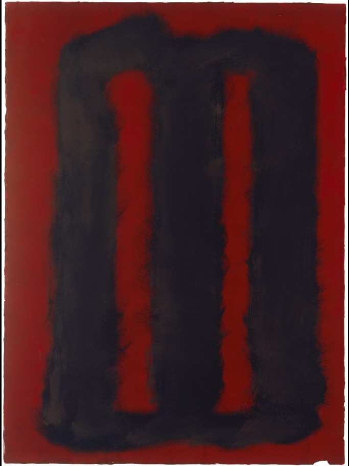 마크 로스코(Mark Rothko), 〈시그램 벽화를 위한 습작(Study for Seagram Murals)〉, 1958, watercolor, oil on watercolor paper, 75.6 × 55.6 cm, Collection of Kate Rothko Prizel and Ilya Prizel, Estate inv. 2108.68 ©2025 by Kate Rothko Prizel and Christopher Rothko/Artist Rights Society (ARS), New York/SIAE, Rome