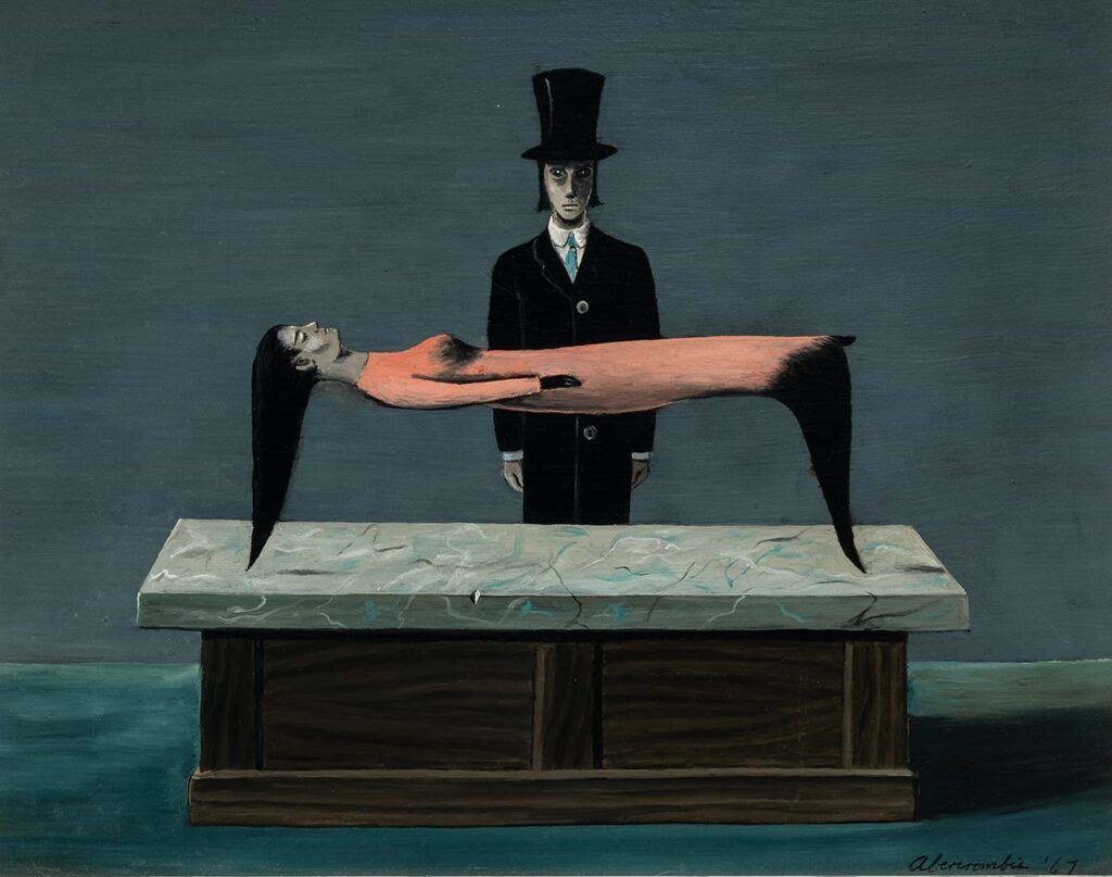 거트루드 애버크롬비, <공중부양(Levitation)>, 1967, Oil on Masonite, 8 × 10 in. (20.3 × 25.4 cm). Private Collection, Illinois. Photo by Michael Tropea