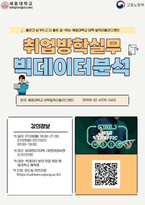 2024학년도 하계방학 '빅데이터 분석 취업실무과정' 포스터./사진제공=세종대