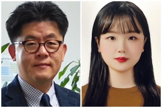 이용걸 단국대 화학공학과 교수(왼쪽 사진)와 제1저자 전은서 석사과정./사진제공=단국대